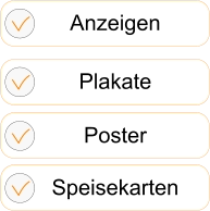 Anzeigen Plakate Poster Speisekarten
